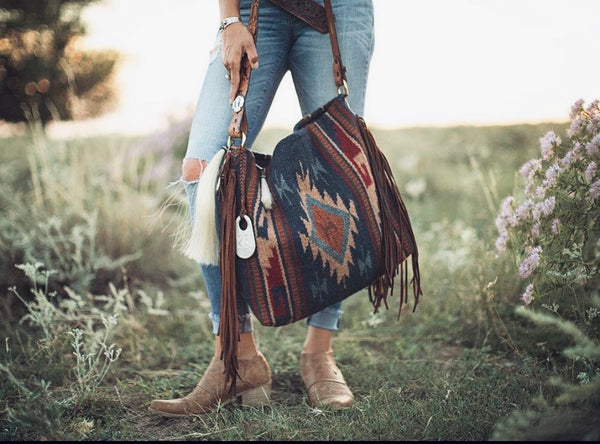 Saddle blanket purse with fringe sale