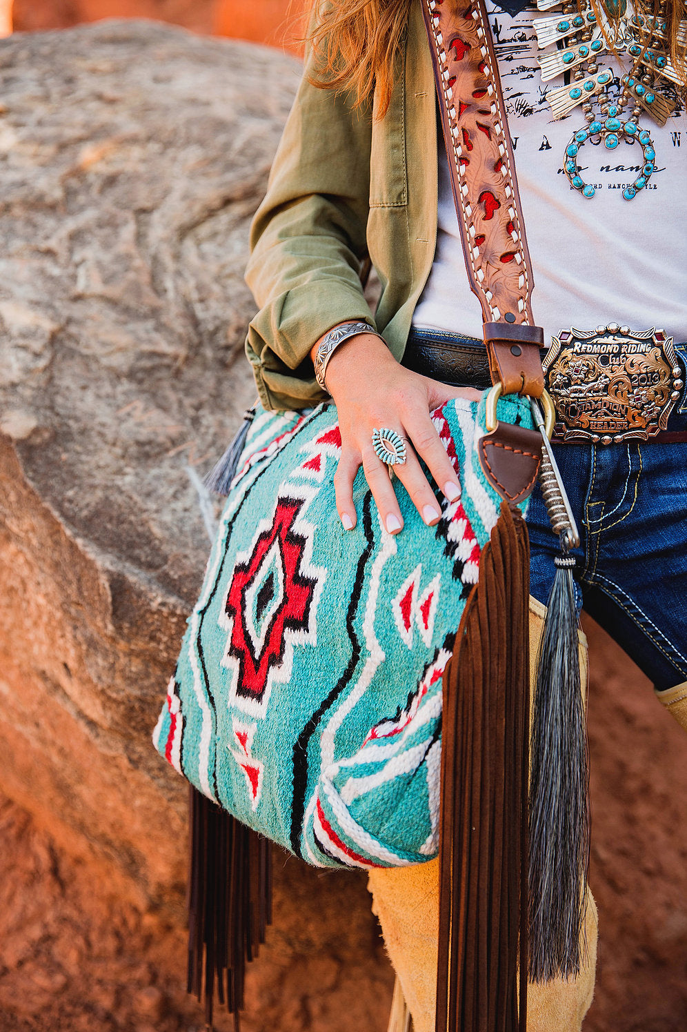 Klassy Cowgirl Tooled Leather And Saddle Blanket Shoulder Bag: Chicks  Discount Saddlery