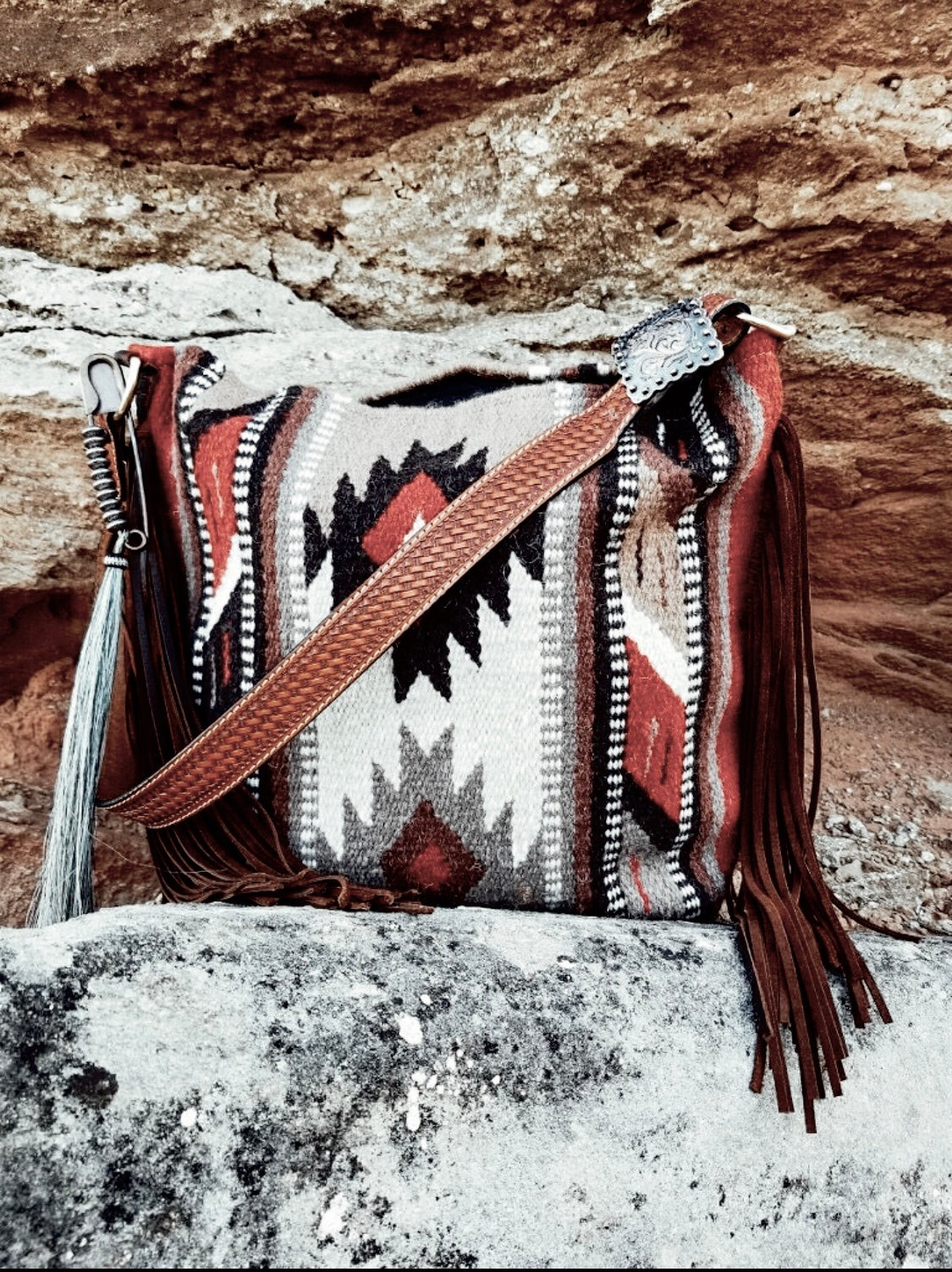 Aztec Saddle Blanket Fringe Handbag Steer Carving Sling Bag Stylish Western  Bags | eBay